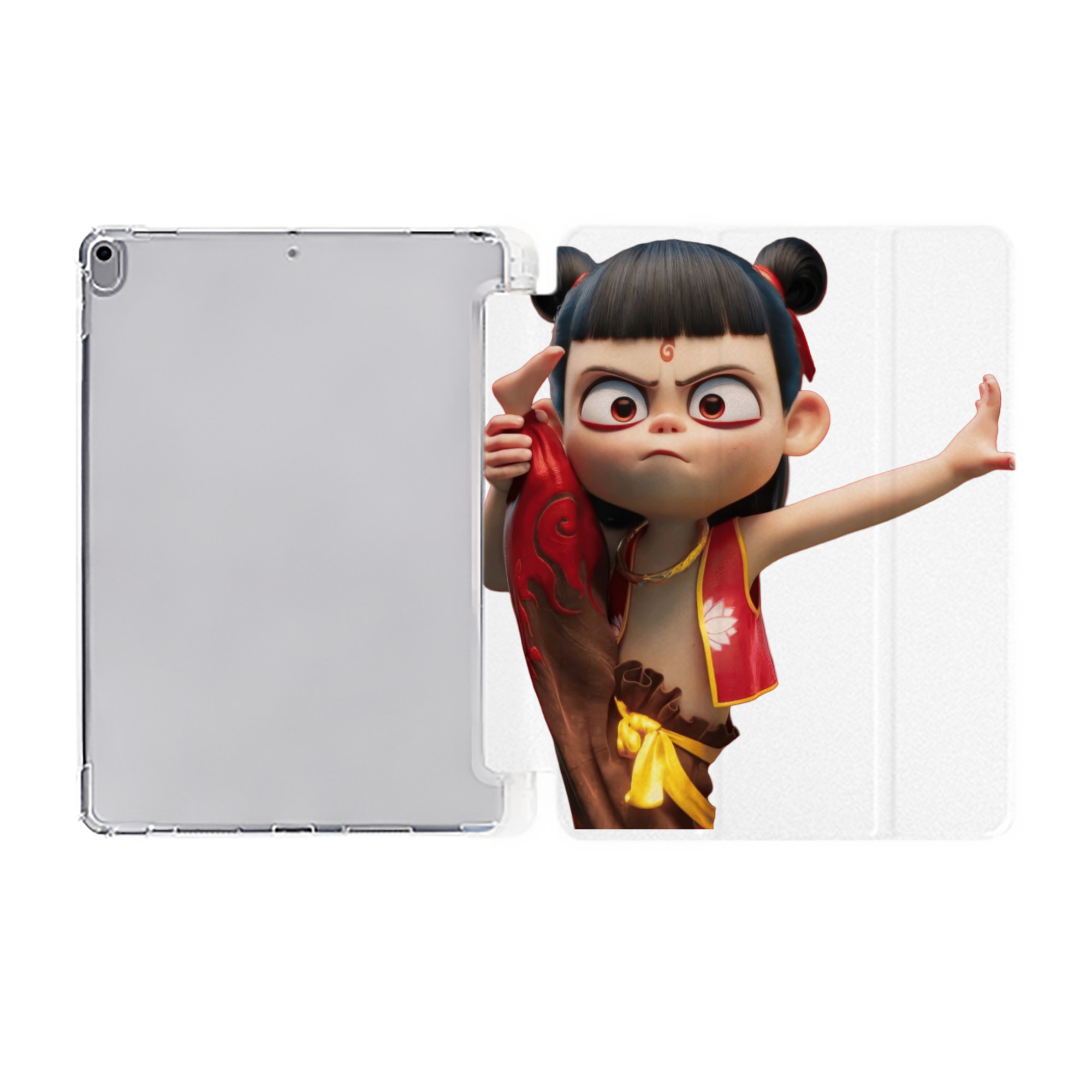 （画像用） Ne Zha 2 ナタ 魔童の大暴れ IPad ケース ペン収納付き 三つ折りスタンド PUレザー×シリコン 対応機種9.5/10.5/10.9インチ